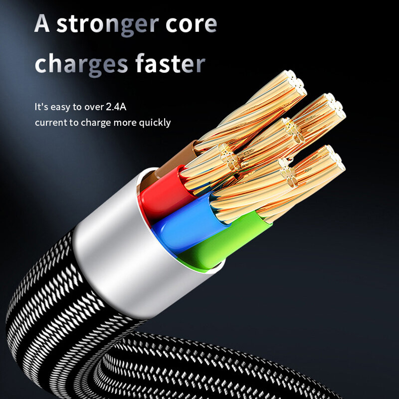 Cable de carga rápida USB de 2,4 a, para iPhone 13, 12, 11 Pro Max, XS, XR, X, 5, 5S, 6, 6S, 7, 8 Plus, 3A