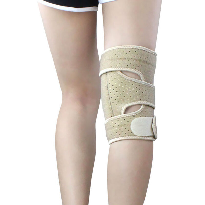 1 sztuk regulowany sport szkolenia elastyczne wsparcie kolana Brace Kneepad regulowany rzepki ochraniacze na kolana otwór Kneepad pasek zabezpieczający