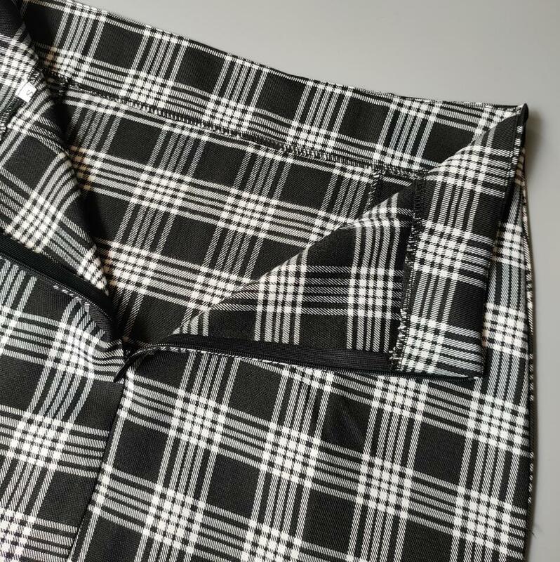 Женская клетчатая юбка, облегающая трапециевидная юбка с высокой талией и разрезом, короткая юбка в стиле Харадзюку, модель 2021 года