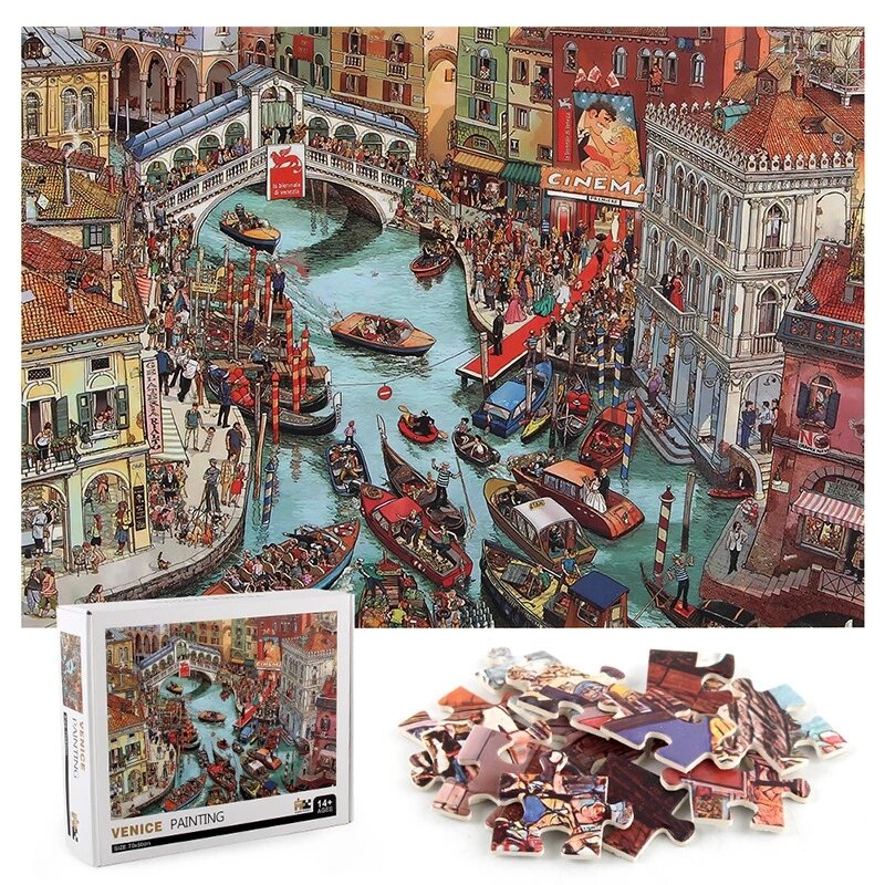 Venetië Olieverf Puzzel Partitie Tips Diy Landschap Model Assemblage Speelgoed Voor Kinderen Volwassen Decompressie Games