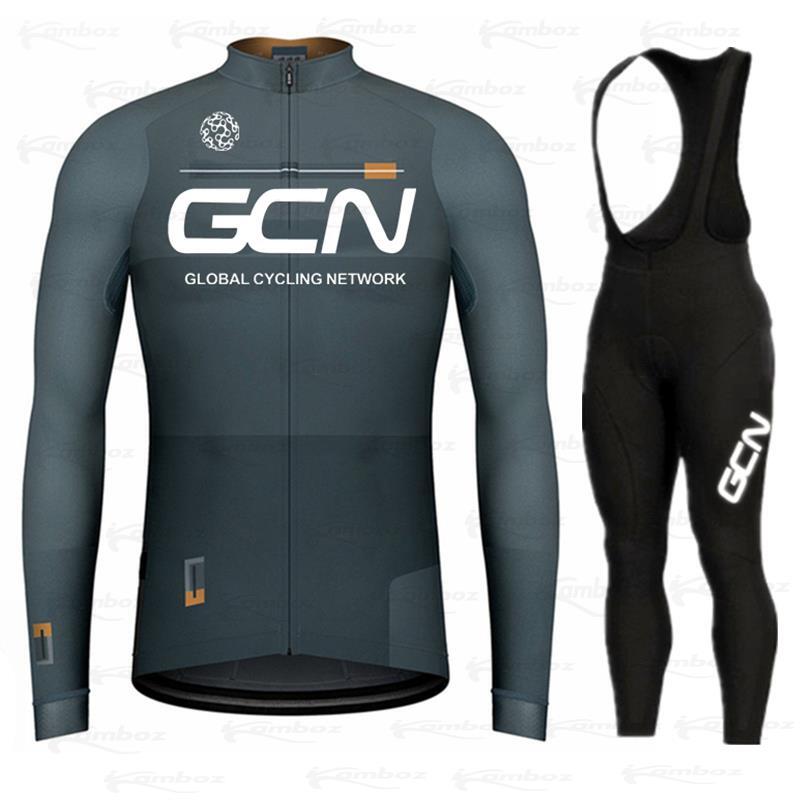 New Long Sleeve 2021 GCN Team Autumn Cycling Jersey Set Ropa Ciclismo Men Bicycle Clothing Suit MTB Jerseys Road Bike Uniform