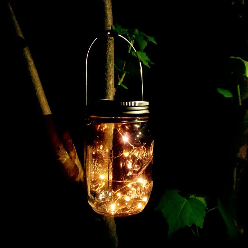 ABSS-Solar Mason Jar Lid Lights, 6 Pack 20 Led String Fairy Star Firefly Jar Lids Lights,6 Hangers Included(Jars Not Included)