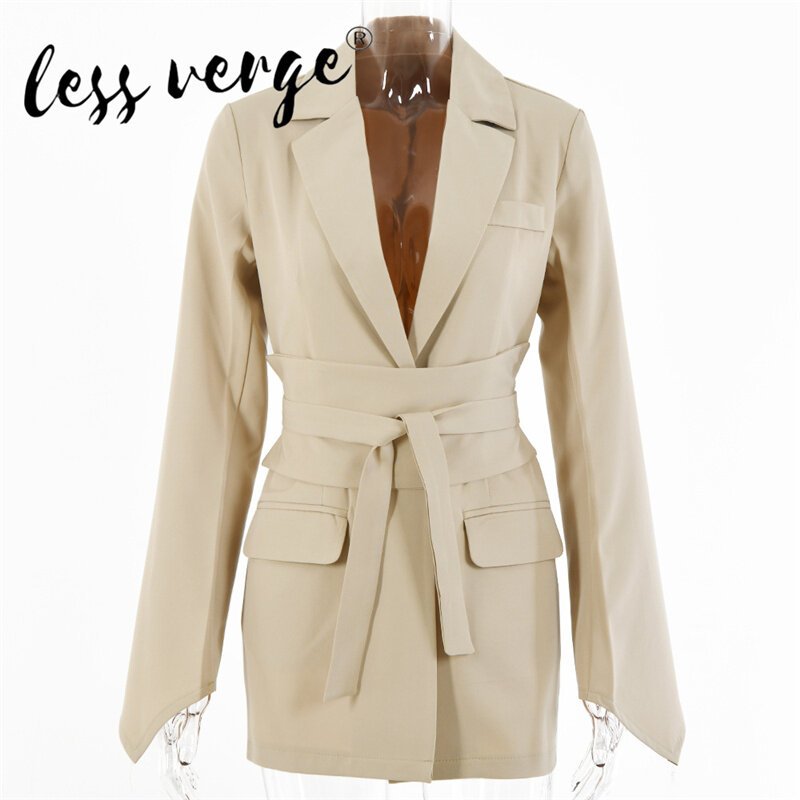 Lessverge Fashionable Temperament 2021 Winter Spring Women Blazers Formal  Formal Jackets Outerwear Lace Up Office Lady Cardigan