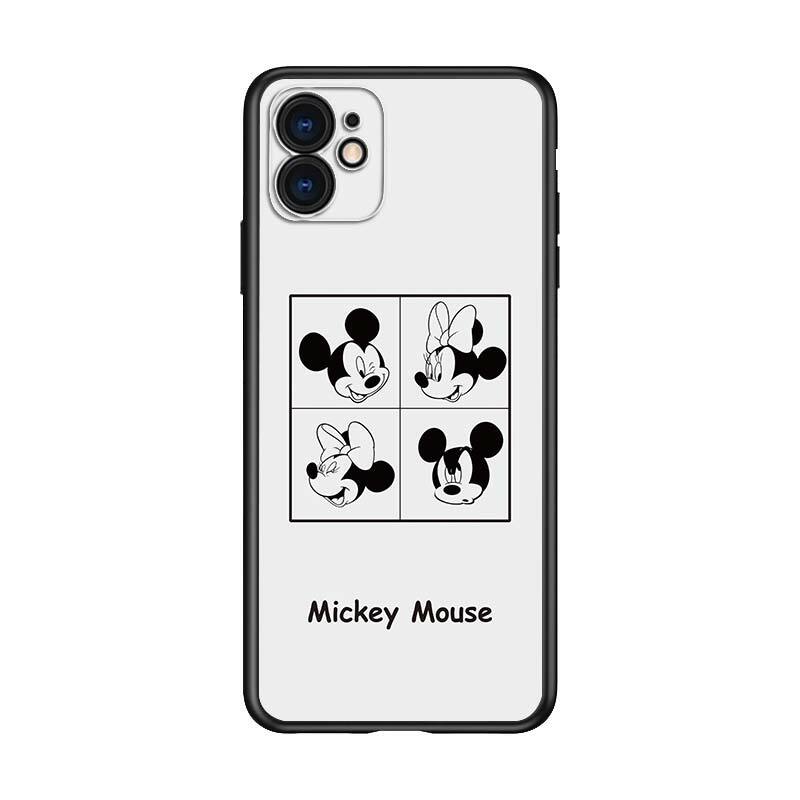 Capinha de celular mickey preto e branco para apple, capinha de celular iphone 12 pro max mini 11 pro xs max x xr 6s 6 7 8 plus selo macio e preto