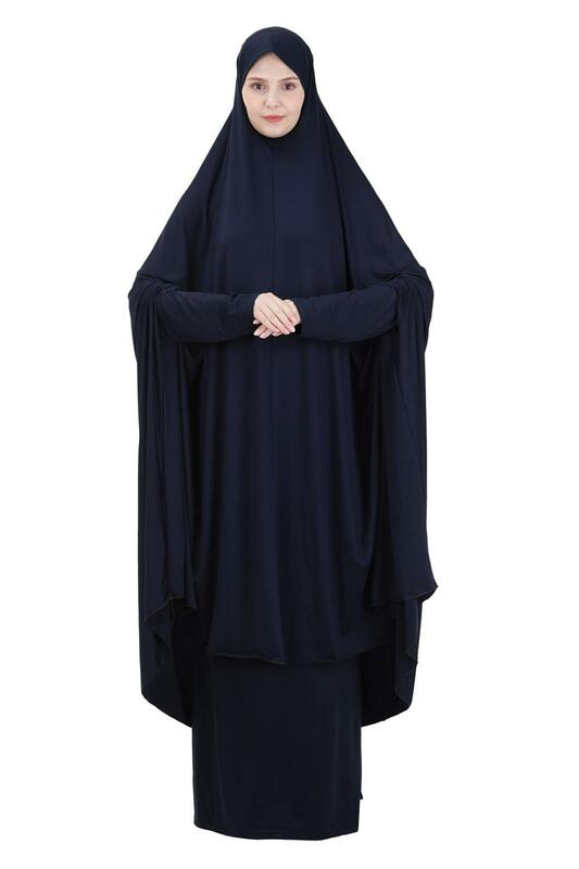 투피스 Prayer 복장 이슬람 여성 Abaya Jilbab Hijab 드레스 2 개기도 긴 스커트 Hajj 이슬람 의류 Niqab