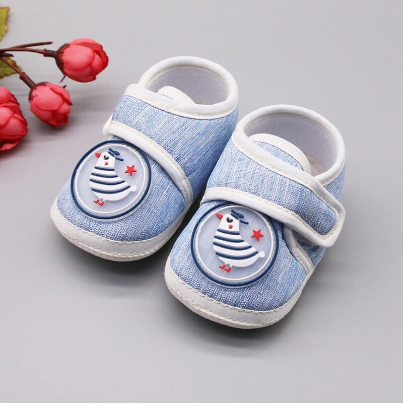 Baby Girl Boy Cartoon Pattern Casual Cotton Shoes Toddler Striped Soft Sole Shoes First Walkers 0-18M