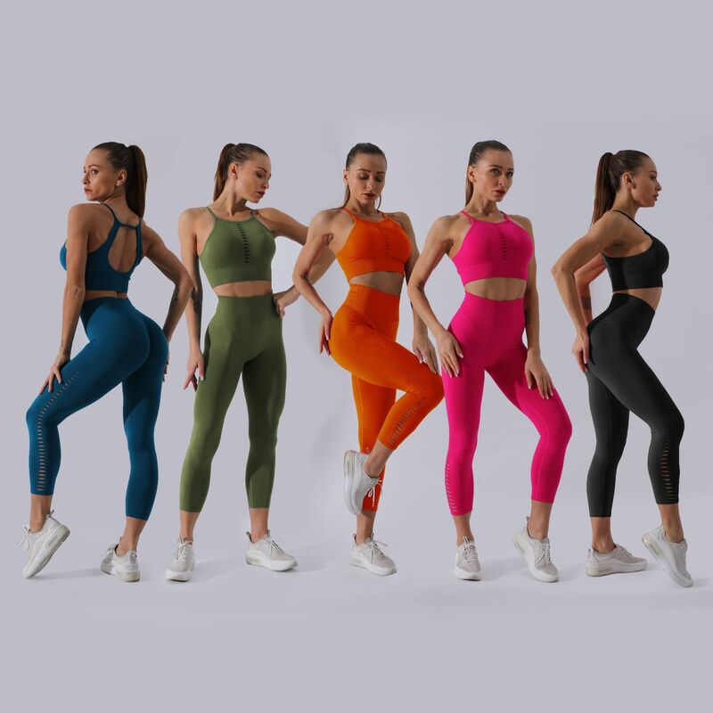 Set da Yoga senza cuciture abbigliamento da allenamento per palestra da donna abiti sportivi vita alta Running Scrunch Butt Leggings abiti sportivi da Yoga