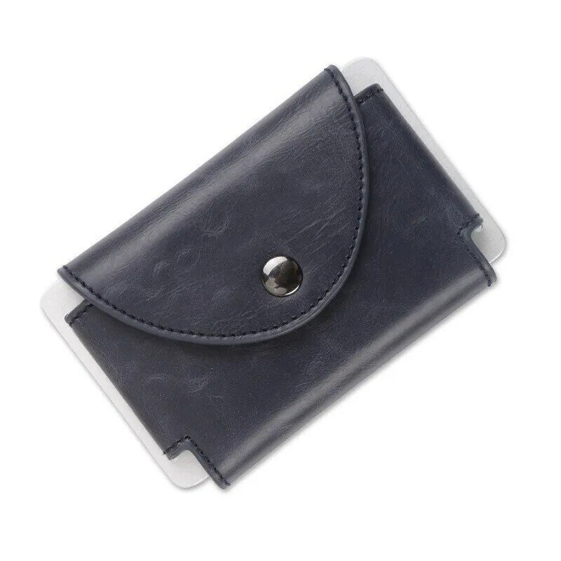 2019 New PU Leather Business Name Card Case Holder Men Carzy Horse/ Grid ID Credit Card Holder Metal RFID Card Case