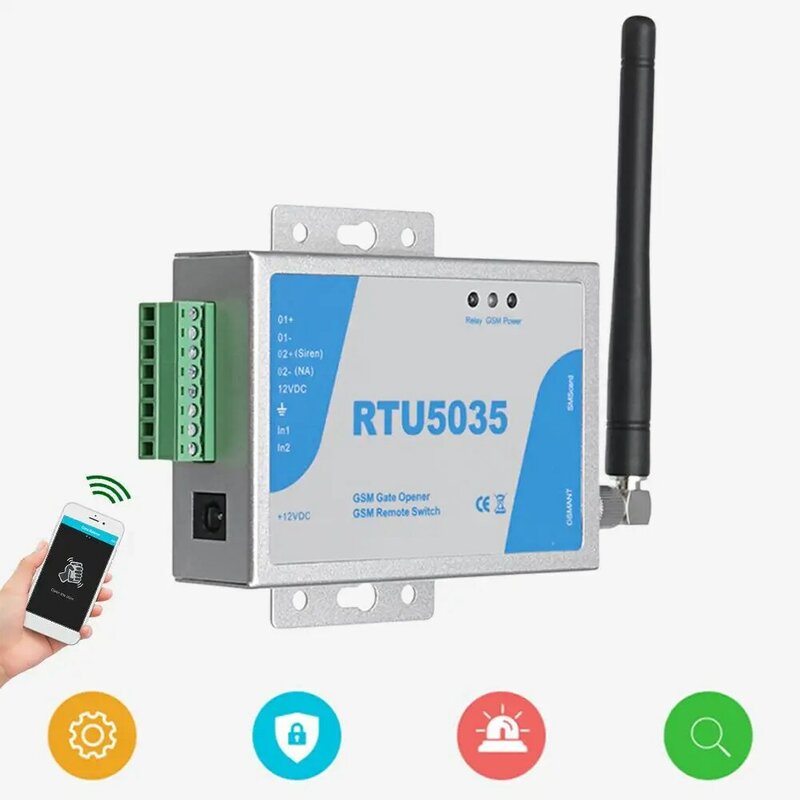 RTU5035 / RTU5024 GSM 게이트 오프너 릴레이 스위치 무선 원격 제어, 안테나 포함