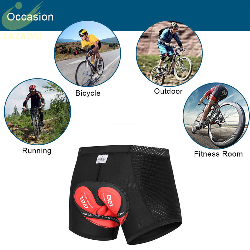 LAZAWG-pantalones cortos de ciclismo para hombre, para bicicleta de montaña o de carretera, amortiguadores de silicona gruesos, bragas de ciclismo con cojín transpirable