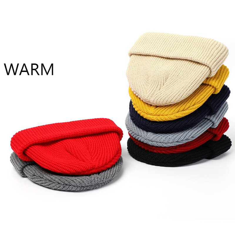 Bonnet tricoté noir pour homme et femme, bonnet épais et chaud pour l'hiver