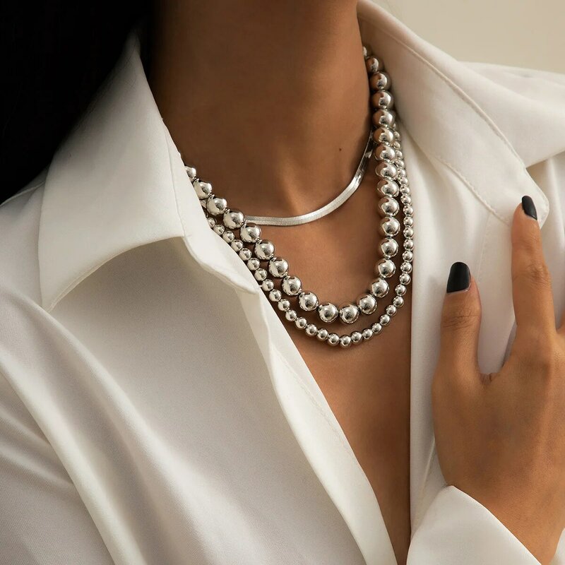 Hip Hop – ensemble de colliers en perles serpent, bijoux Vintage multicouches en métal or, chaîne à maillons pour femmes et hommes, saint valentin Cadena Joyas