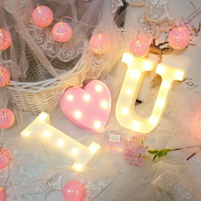 LED26 English Alphabet Symbols Modeling Lamp Confession Proposal Decoration Night Light Romantic Wedding Party Room Decoration