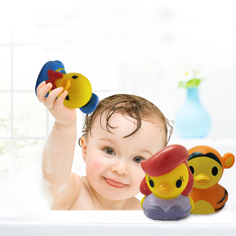 Única venda bonito dos desenhos animados pato animal clássico bebê brinquedo de água infantil nadar flutuante pato crianças banho de praia brinquedos de água para crianças