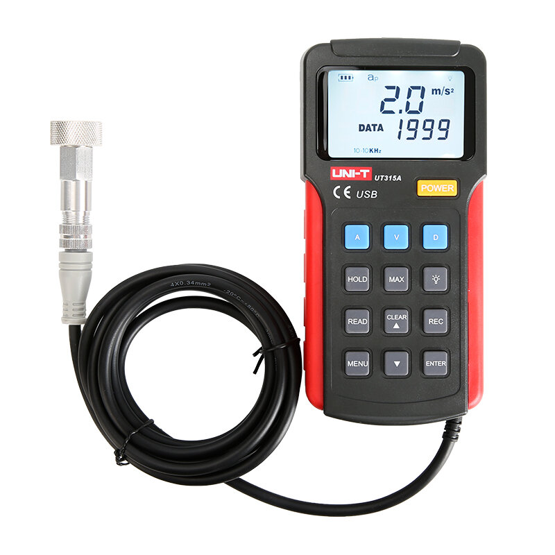 UNI-T UT315A Digital Vibration Testers Vibration Acceleration Velocity Displacement Measurement USB Connect PC Soft