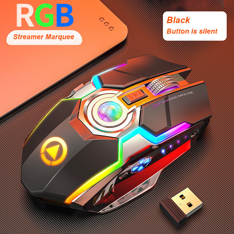 1600DPI 2,4G retroiluminado con LED recargable inalámbrico USB ratón óptico ergonómico ratón de juegos de PC de escritorio portátil Gamer ratón