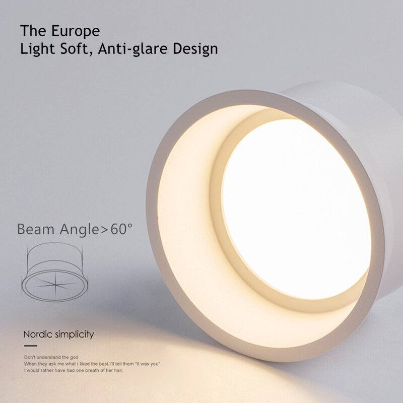 [DBF] bez migotania głębokie olśnienie LED COB oprawa wpuszczana 5W 7W 12W 15W okrągłe białe sufitowe lampy punktowe do nawy Pic tło