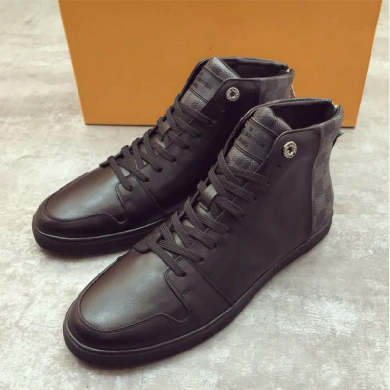 Men's 2021 Spring and Summer New Korean Style Trendy Casual Leather Shoes All-match Black Men's High-bang Sneakers ZQ0237