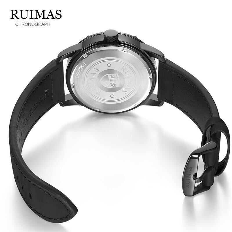 2020 RUIMAS Men Watches Top Luxury Brand Sport Quartz Watch Men Chronograph Waterproof Wrist Watch Man Leather Date Clock RL306G