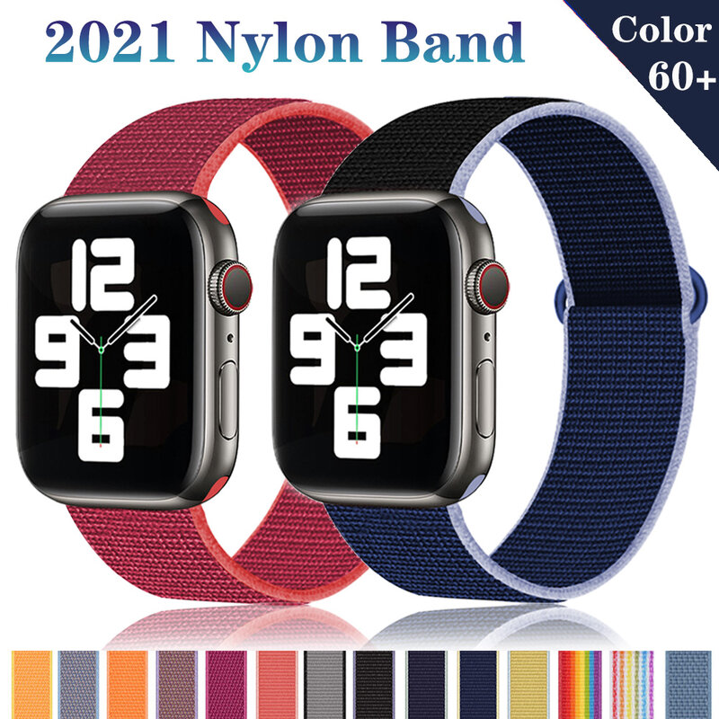 Bracelet Sport pour Apple Watch, en Nylon, boucle, 44mm 40mm 42mm 38mm, pour montre connectée série 3 4 5 SE 6