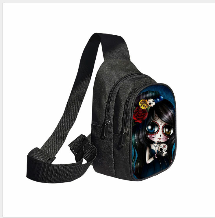 Gothic Girl New Print Chest Bag Cartoon Girl Fashion Travel Shoulder Bag Storage Bags Anti-Theft Messenger Bag Gift