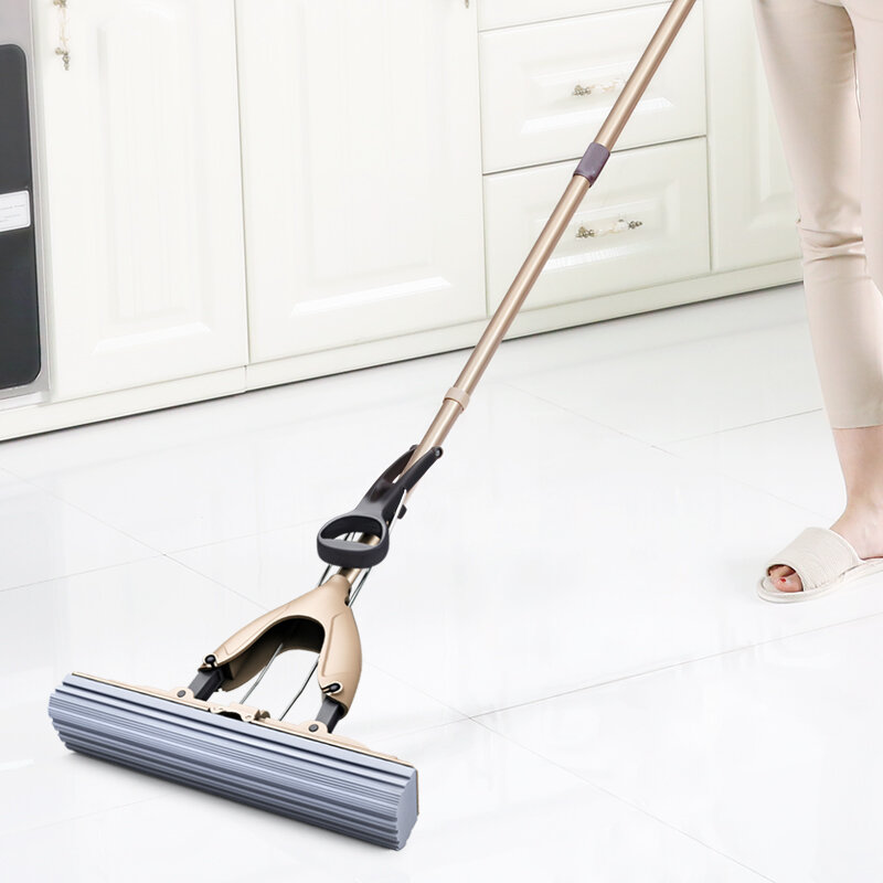 JOYBOS Sponge Head Floor Mop Retractable Half-Folding Water-Absorbent Household Cleaning Squeeze Mop Free Handwash Mop  JBS4