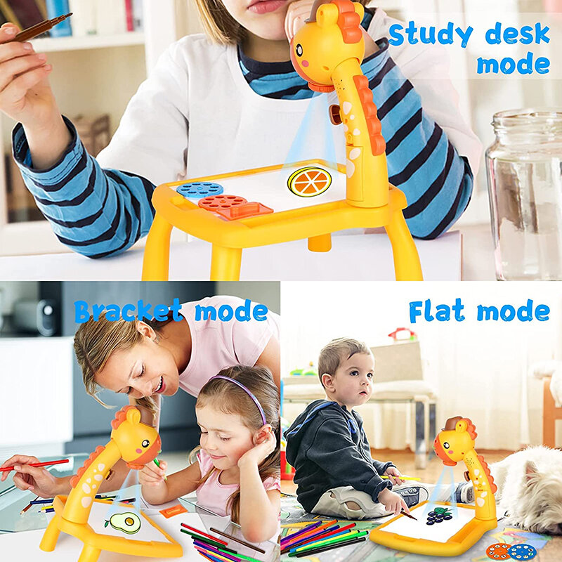 Drawing Projector Table for Kids Trace and Draw Projector Toy with Light & Music Early Education Toys Drawing Board for 3+