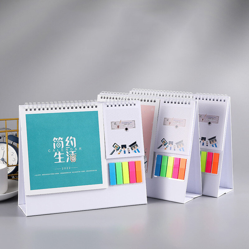 11 sztuk śliczne wielofunkcyjne 2022 kalendarz kreatywny DIY Mini pulpit kalendarz papierowy dzienny harmonogram Organizer z lepkim