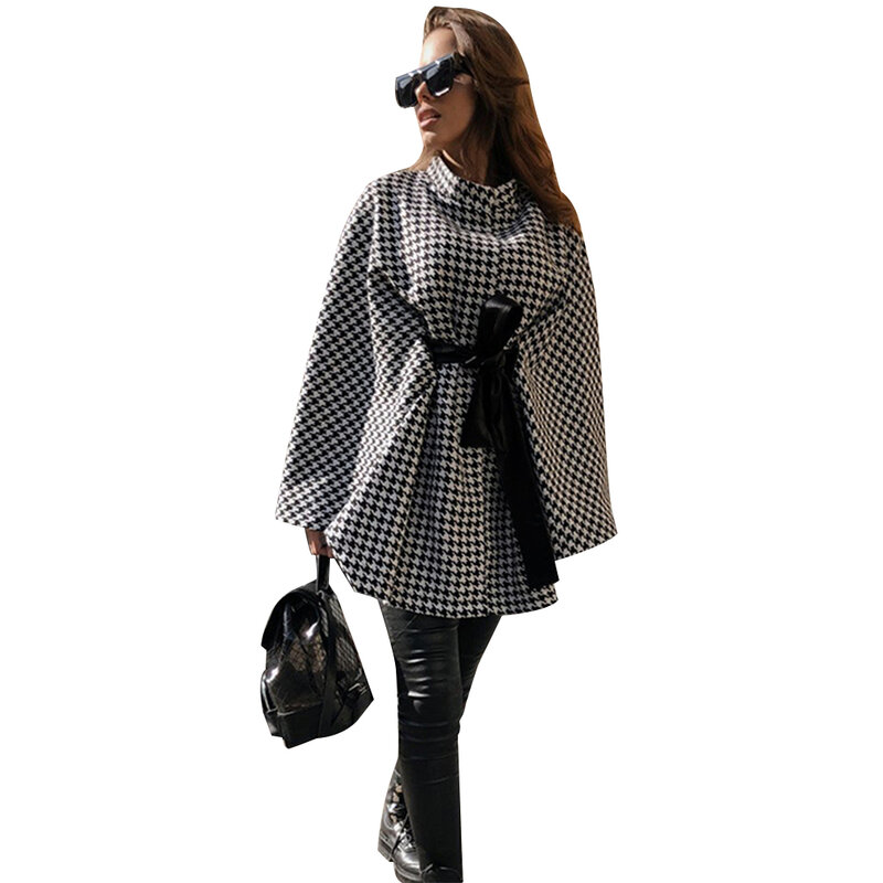 Пальто-накидка женское, пончо-пуловеры с воротником-хомутом, асимметричная шаль, Осень-зима 2020