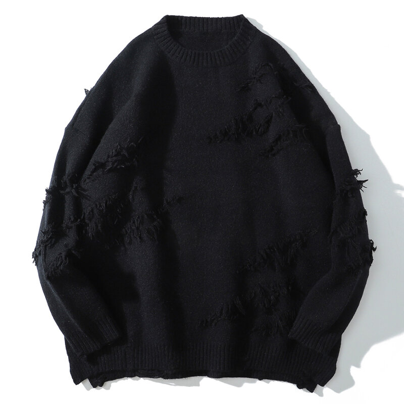Свитер Мужской трикотажный в стиле оверсайз, винтажный однотонный пуловер в стиле хип-хоп, уличная одежда, модная зимняя одежда, в стиле Хар...
