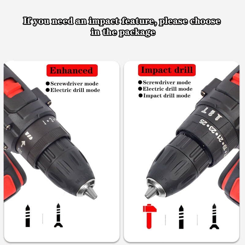 Cordless Drill Electric Screwdriver  Electric Hand Drill Electric Hammer Drill Electric Screwdriver DIY Household Electric Tool