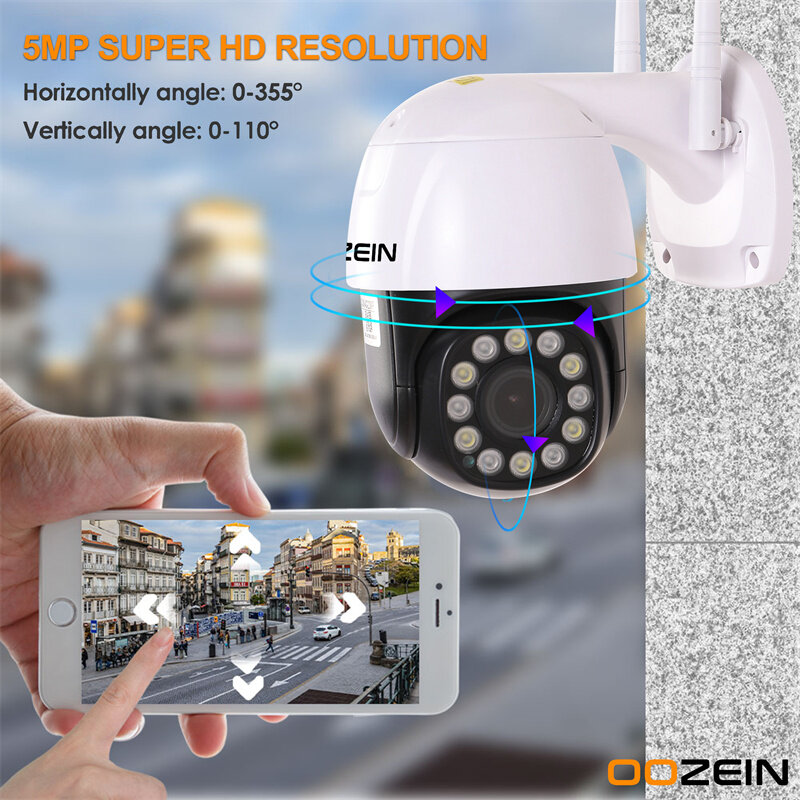 1080P 5MP PTZ IP kamera wideo kamery monitorujące 4G WIFI kamera H.265 5X Zoom optyczny kamera bezprzewodowa CCTV 360 na zewnątrz