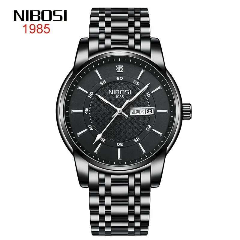 NIBOSI-Reloj de pulsera de acero inoxidable para hombre, accesorio de pulsera de cuarzo resistente al agua con diseño Retro, perfecto para negocios