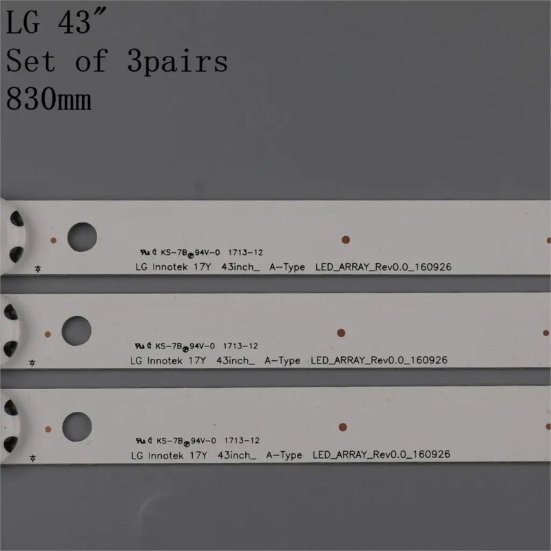 Nuevo 3 unids/lote 7LED 830mm tira de LED para iluminación trasera para LG 43LJ5500 43UJ6300 LC43490062A LC43490063A LC43490064A LC43490060A