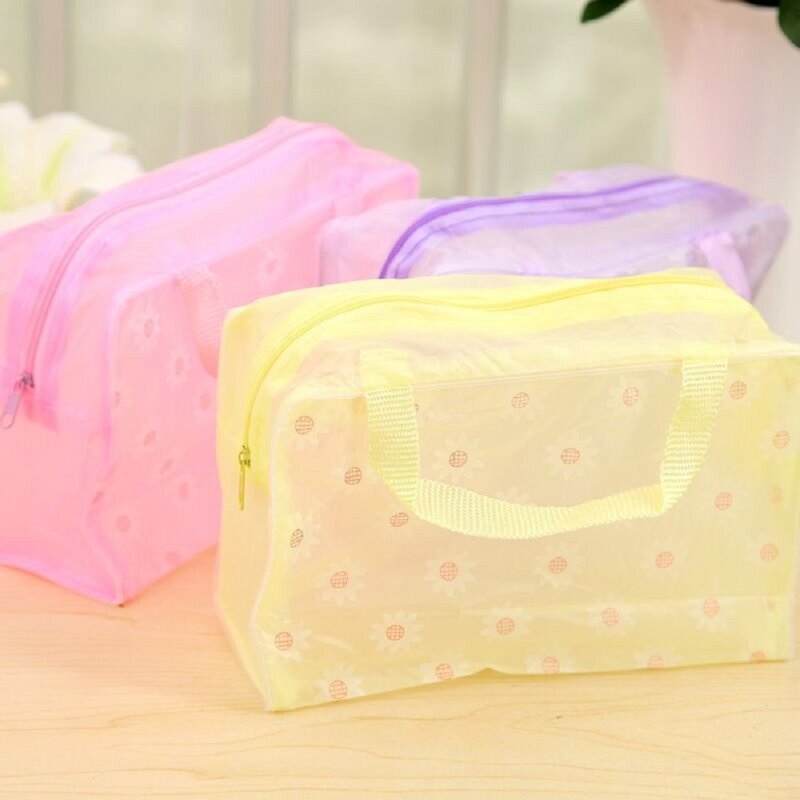 2019 New Fashion Waterproof Clear Transparent Plastic PVC Travel Makeup Bag Cosmetic Toiletry Zip Bag High Quality
