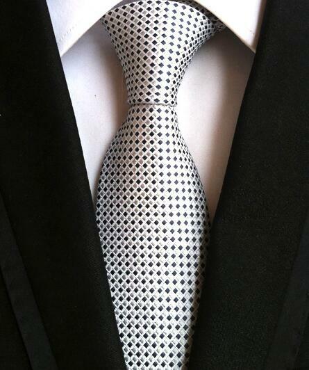 New Classic Dot Blanc Rose Rouge Gris Jacquard Tissé 100% Soie Hommes Cravate Cravate 