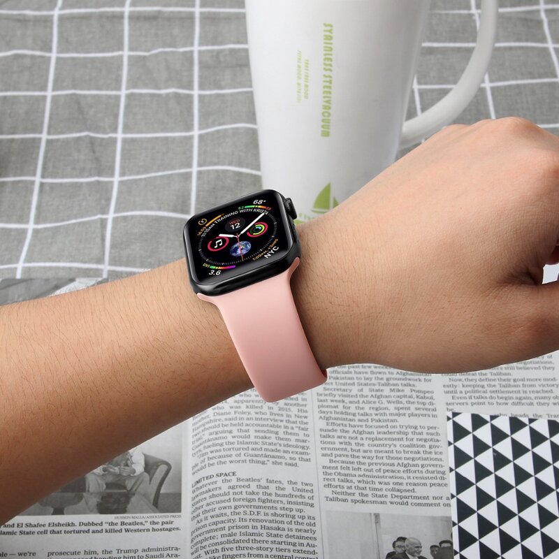 Correa de silicona para apple watch 7, banda de 45mm, 41mm, 44mm, 40mm, correa de 38/42mm, pulsera de goma para iwatch series 6 5 4 3 Se