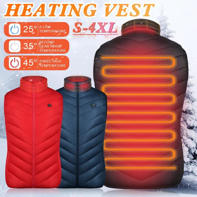 ฤดูหนาวไฟฟ้าความร้อนแจ็คเก็ต USB Heated Vest Feather Camping เดินป่าล่าสัตว์เสื้อผ้าความร้อนสำหรับ Men & Women