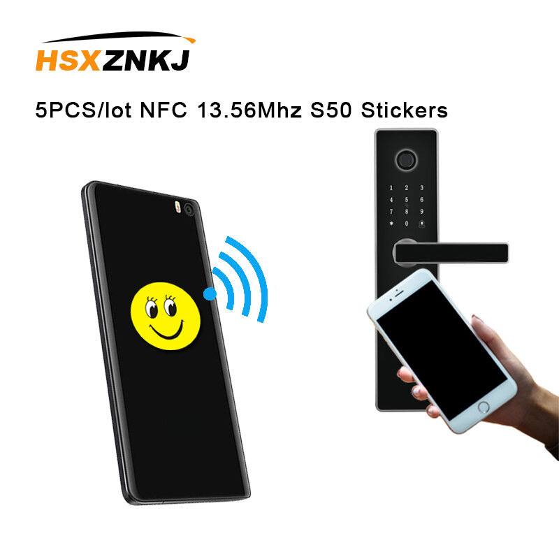 5 шт./лот NFC 13,56 МГц S50 записываемые IC UID анти металлические помехи Мультяшные бирки наклейки этикетка бесконтактной карты для RFID NFC копироваль...