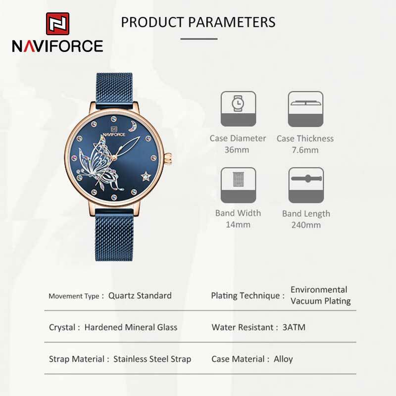 NAVIFORCE-Reloj de pulsera para mujer, accesorio de marca de lujo, a la moda, creativo, de negocios, resistente al agua