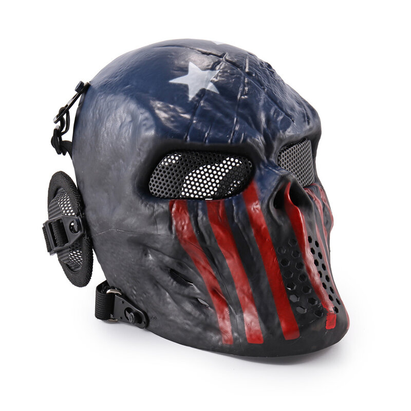 ฮาโลวีน Airsoft หน้ากากยุทธวิธี Wargame CS Paintball Skull Head Party จักรยานขี่จักรยานหน้ากากใบหน้าเต็มรูปแบบสำหรับล...