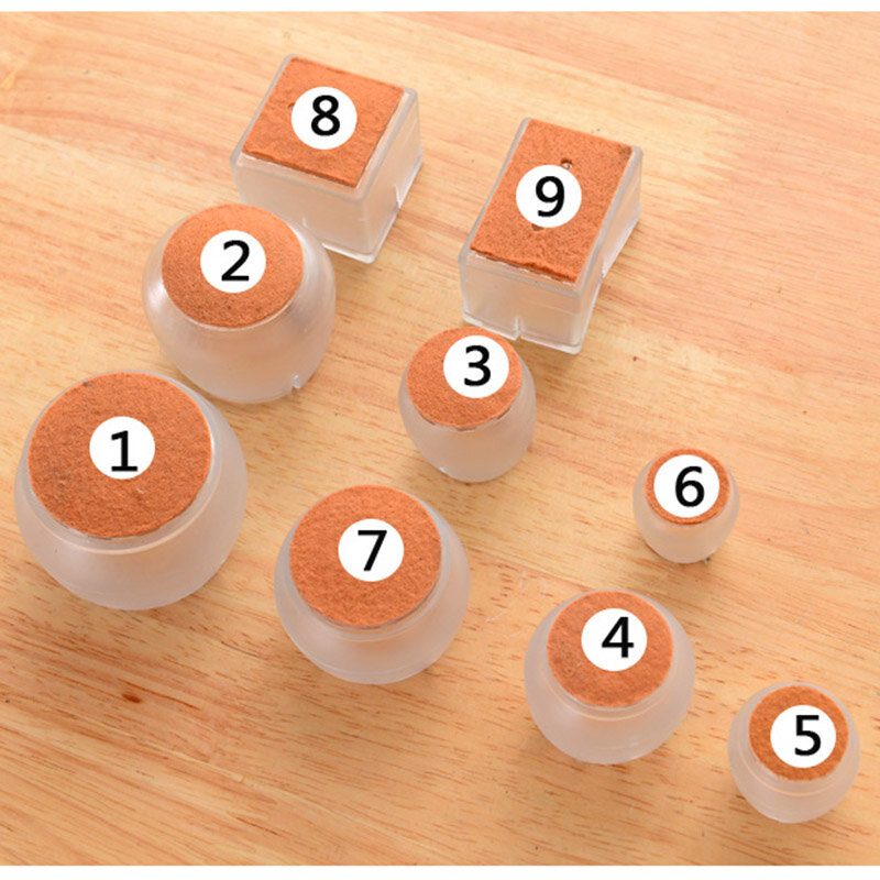 10pcs Silicone Rectangle Square Round Chair Leg Caps Feet Pads Furniture Table Covers Wood Floor Protectors
