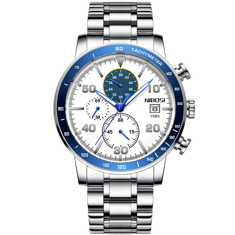 NIBOSI – montre analogique étanche pour hommes, chronographe, marque de luxe, en acier inoxydable, 2020