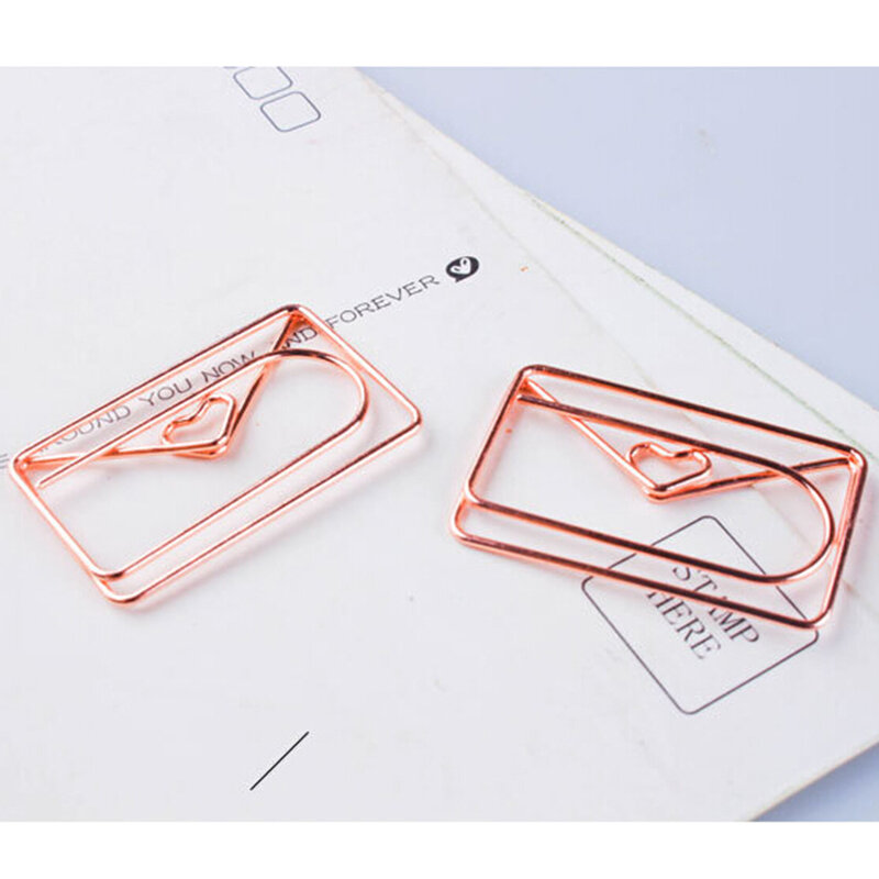 Rose gold color plating heart shape paper clip cute bookmark tag clip 12pcs/set