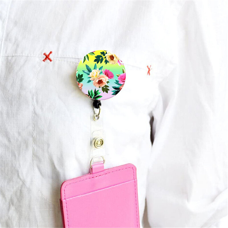 Fashion ID Badge Holder Clip Retractable Name Tag Card Holder Key Ring