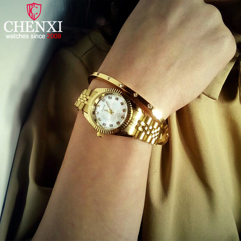 Frauen Uhren Luxus Marke Kristall Quarzuhr Frauen Edelstahl Goldene Geschäfts Armband Armbanduhr Damen Reloj Mujer
