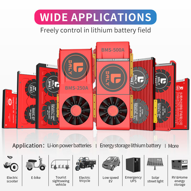 Daly-Módulo de batería de litio bms, 3,2 V, 48v, LifePo4, 15S, BMS, 48V, 20A, 30A, 40A, 60A, 100A, 200A, 500A, 18650 PCM