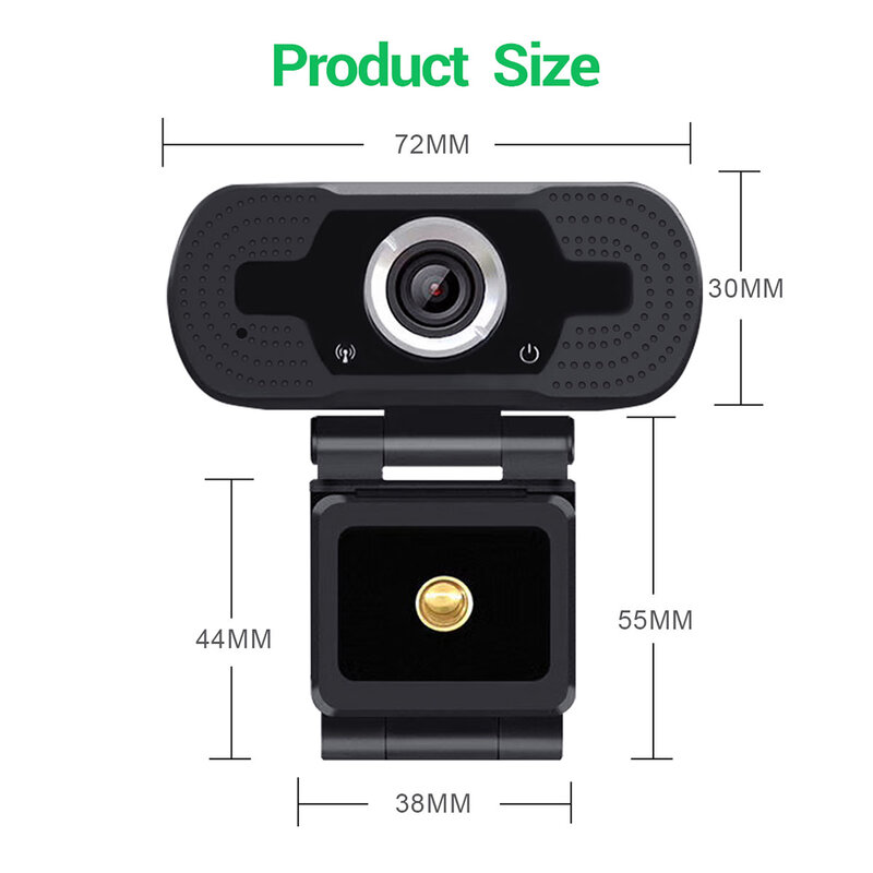 Широкоформатная веб-камера для домашней работы, 1080P HD, USB, со встроенным микрофоном