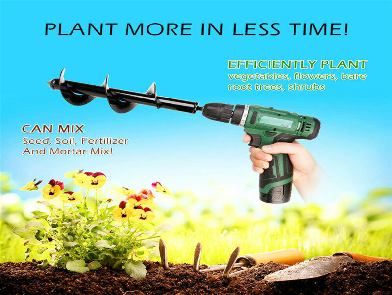 2019 novo jardim girador espiral terra broca plantador flor hex eixo de plantio buraco escavador ferramenta