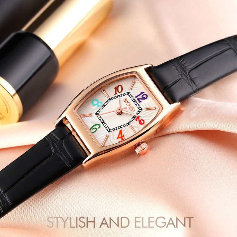 SKMEI кварцевые часы для женщин подарок Классические Оригинальные прямоугольные женские часы кожаный ремешок женские деловые наручные часы ...